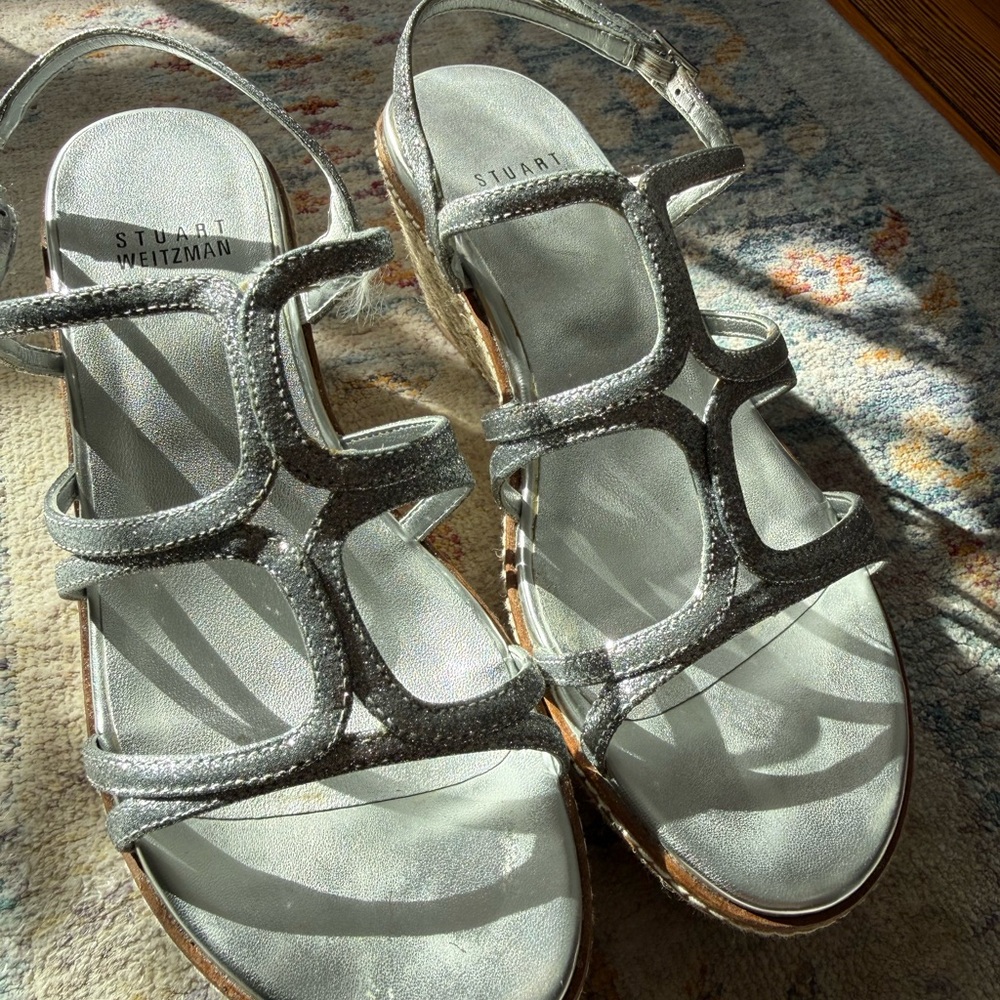 Stuart Weitzman Metallic Silver Sandals
